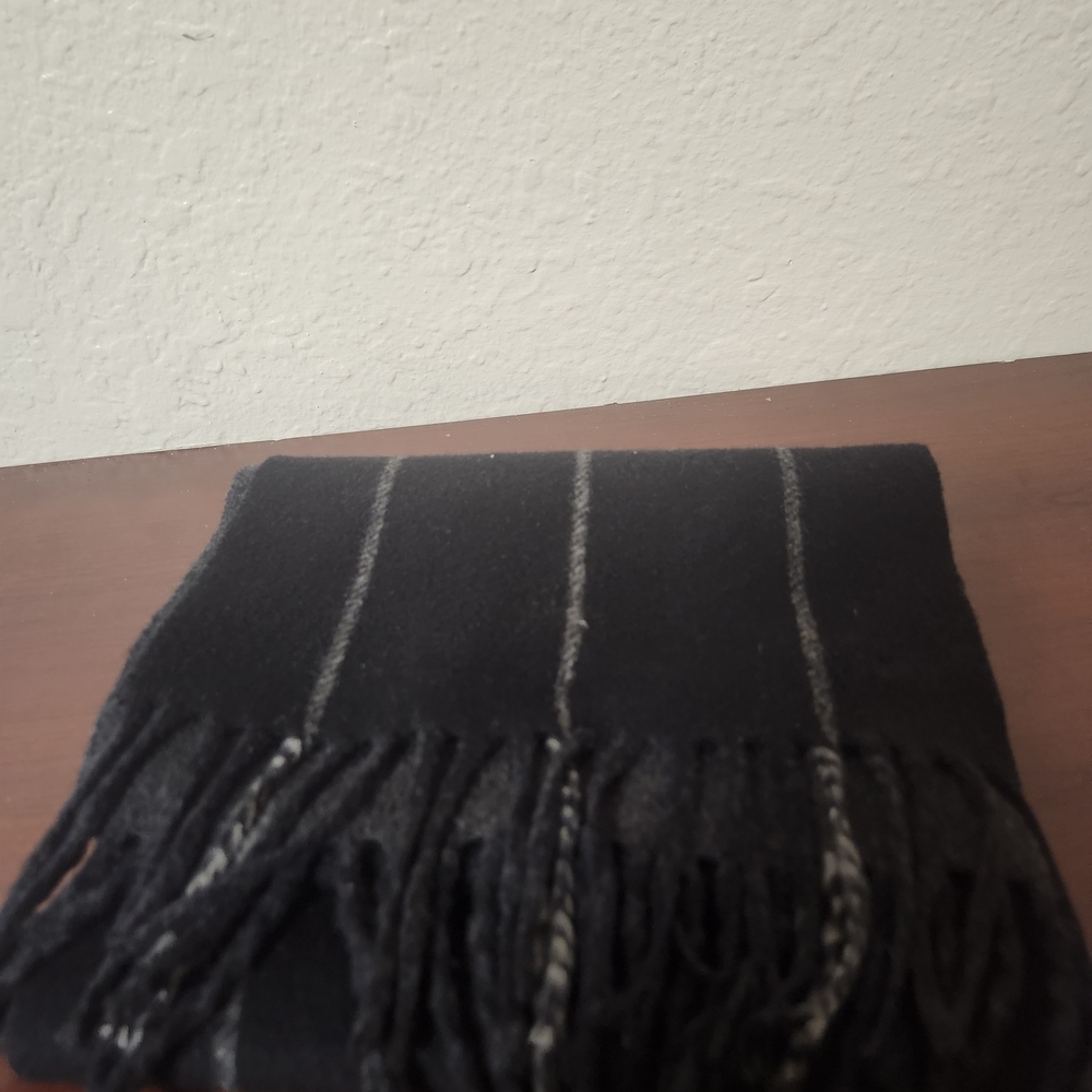 Banana Republic Brand, Black and Gray Striped 100% Luxury Cashmere Scarf